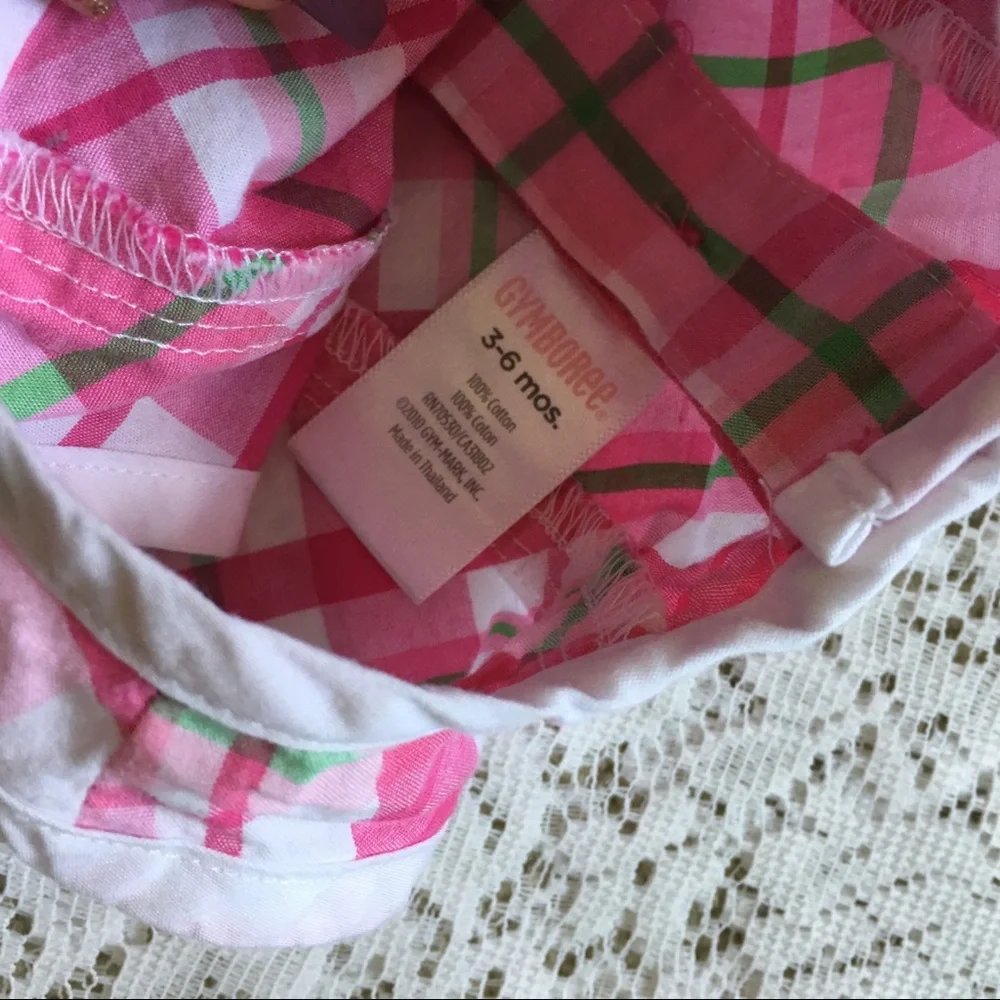 🍼 🎀 Gymboree Baby Girl Plaid Dress Pink Beautiful Sleeveless 3-6Months Newborn